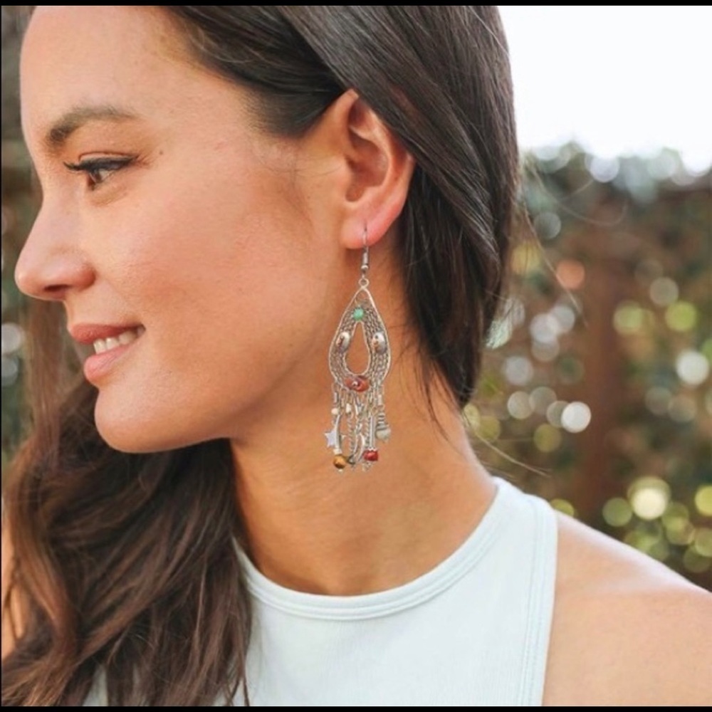 Carnelian & Bead Drop Earrings
